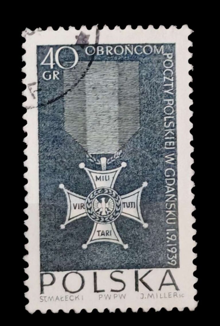 Пощенската марка, Полша 1964. част от серията „Борба и мъченичество на полския народ (1939–1945)“ и изобразява военния орден Virtuti Militari